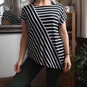 WhiteHouseBlackMarket | Striped Asymmetrical Shirt